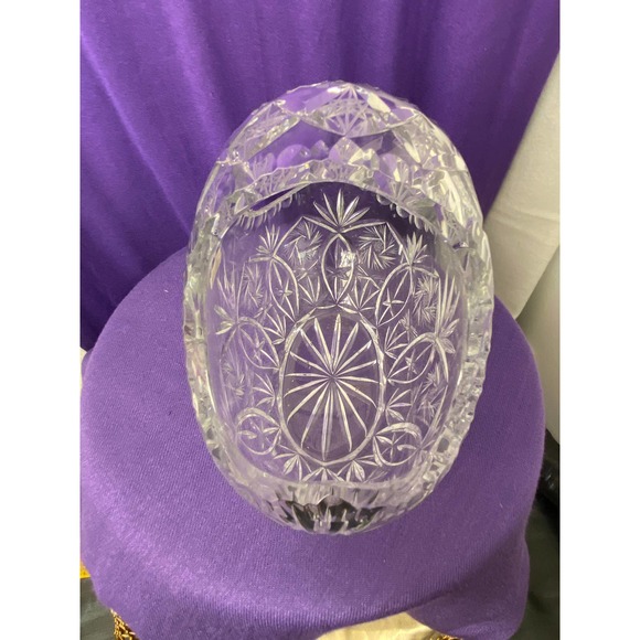 Vintage Lead Crystal Clear Cut Diamond Design Basket - Picture 11 of 15